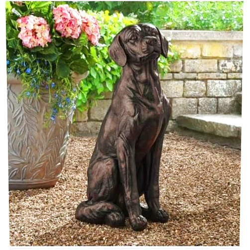 Generic Sitting Dog Garden Statue, Bronze Finish, Outdoor Decor, Labrador Retriever Sculpture (Labrador Dog Statue)