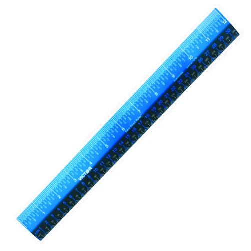 Victor EZ12PBL Plastic Dual Color 12 Inch Easy Read Ruler with Inches, Centimeters and Millimeters Measurements, Blue/Black