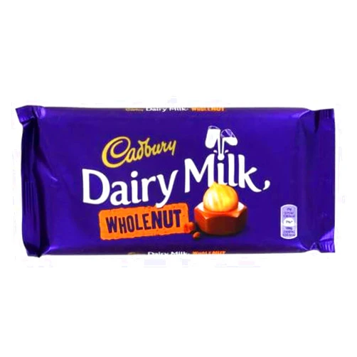 Cadbury Dairy Milk Wholenut Packet Plastic Hand Held Chocolate, 180 g