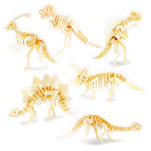 Georgie Porgy 3D Wooden Puzzles for Kids Toys Construction Woodcraft Kits DIY Model Puzzle Kits Birthday Gifts Pack of 6 (Apatosaurus T-Rex Triceratops Stegosaurus Spino Parasaur)