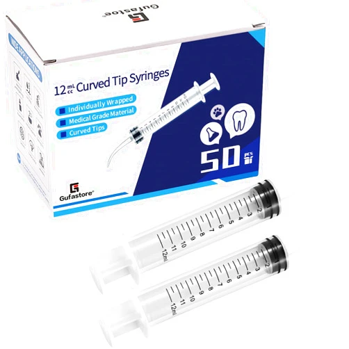 Gufastore 40 Pack 12ml Dental Syringe with Curved Tip for Oral Dental Care, Lab, Feed Small Pet