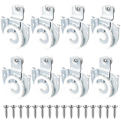 Yaocom 8 Pack Sliding Closet Door Roller Kit Include 8 Sliding Door Rollers Bypass Hardware Knob Adjustable Hooks with 16 Screws for Wardrobe Cabinet (#1, #2)