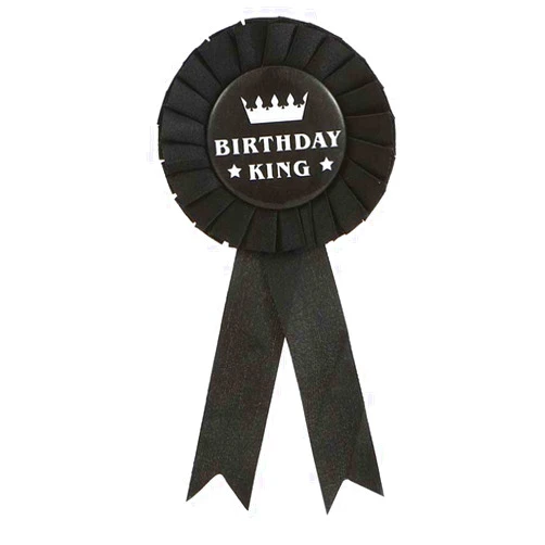 MGJSRNH Birthday King Ribbon,Satin Fabric Birthday Men Tinplate Badge Pin,Happy Birthday Boy Party Button Pins,Boy Brooches(Black-Glod)