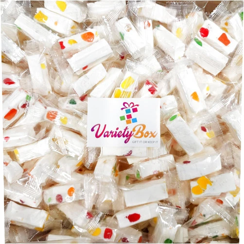 VARIETY BOX GIFT IT OR KEEP IT Italian Jujube Nougat Candy - Individually Packed Soft and Chewy Nougat With Fruity Jelly Beans Candy Bars, Original Fruity Jujube Nougat Candy by Variety Box (8 oz)