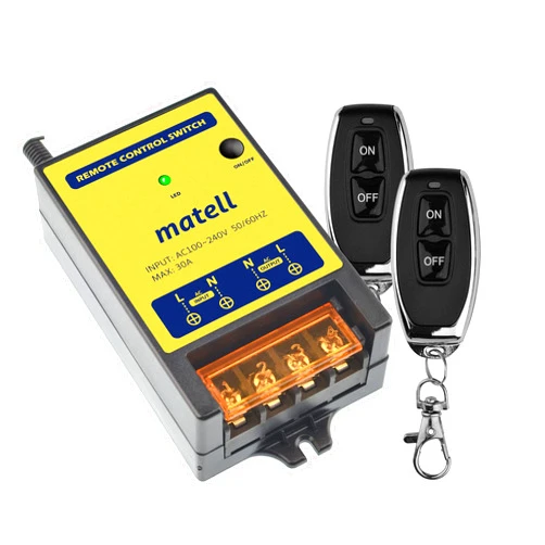 Matell Wireless Remote Control Switch AC 110V/120V/220V/240V 30A Relay RF Remote Control Light Switches for Motor Pump Security Systems with 300 ft Long Range