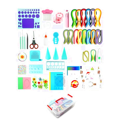 YURROAD Paper Quilling Kit 3mm/5mm/10mm 1740pcs Quilling Paper Strips Quilling Tool Set with Storage Box with Quilling Electric Slotted Pen Needle Curler Crimper Comb Board Template Border Buddy Tower