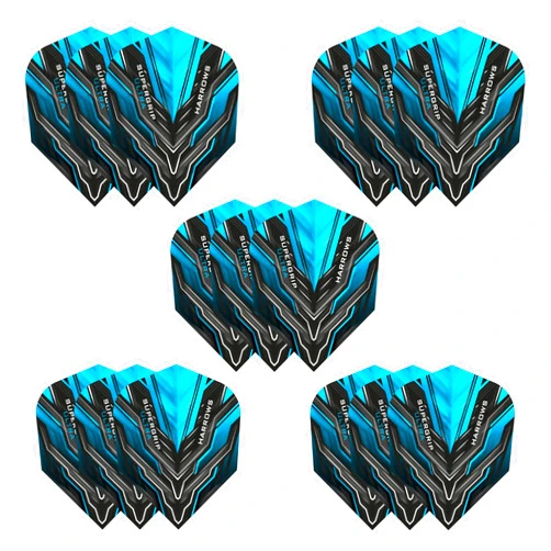 Harrows SUPERGRIP Ultra Flights| Set of x5 Premium Extra Strong Dart Flight Bag (15 Flights) (Blue)