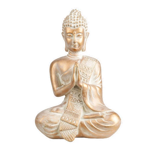 TERESA'S COLLECTIONS Buddha Statue Indoor for Zen Decor, Meditation Buddha Home Decor for Spiritual Room, Boho Gold Statue for Office Table Living Room Decorations Gifts for Mom Birthday, 6.3 Inches