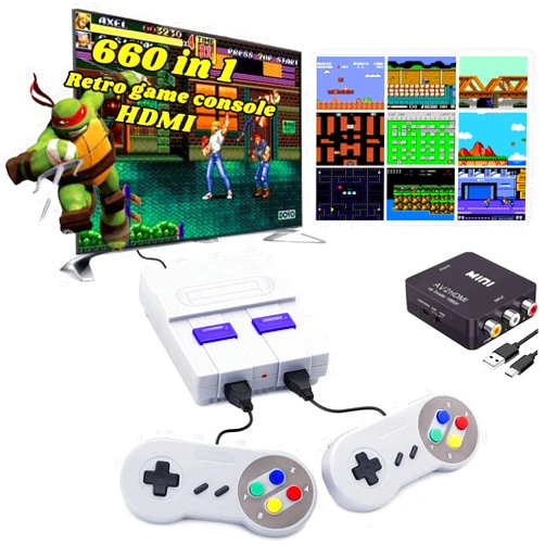 MADSIXFUI Classic Retro Game Console HDMI,Classic Video Game Entertainment System Preloaded 660 Classic Games and 2 Controllers,Retro Toys for Kids,Birthday Gifts.