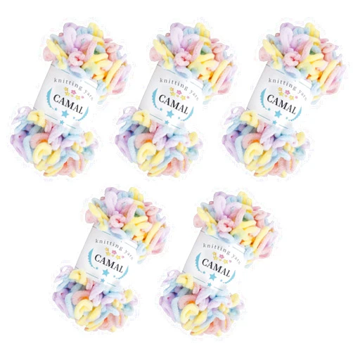 CAMAL 5 Pack Loop Yarn for Finger Knitting Soft Fluffy Finger Rainbow Loop Chunky Chenille Plush Yarn for Crocheting Blanket, Rugs, Scarfs, DIY Handbags, Hand Crafts(Cotton Candy)