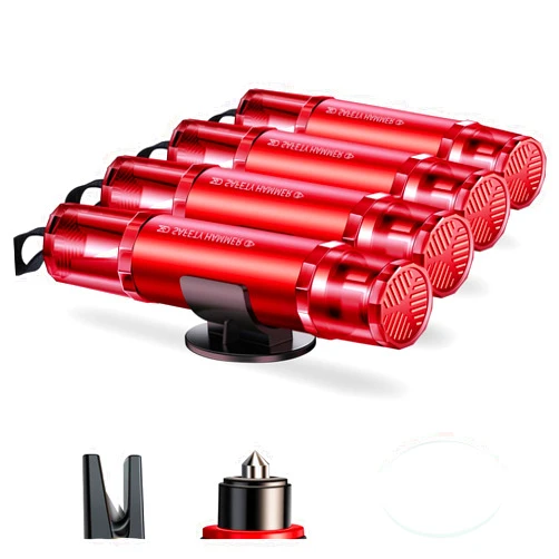 COFSODI Emergency Car Window Breaker, Car Spring Loaded Window Punch, Essential Window Punching Seatbelt Cutter for Driving a Car, Tool to Break Car Window and Cut Seat Belt, Car Safety Tool. RED-4PSC