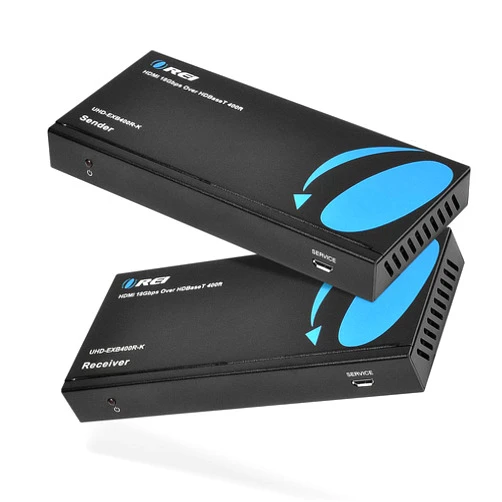 OREI 4K HDMI Extender Balun HDBaseT UltraHD 4K,60Hz 4:4:4 Over Single CAT5e/6/7 Cable with HDR, CEC & IR Control, RS-232 - Up to 400 Ft - Loop Out - Power Over Cable - Audio Out