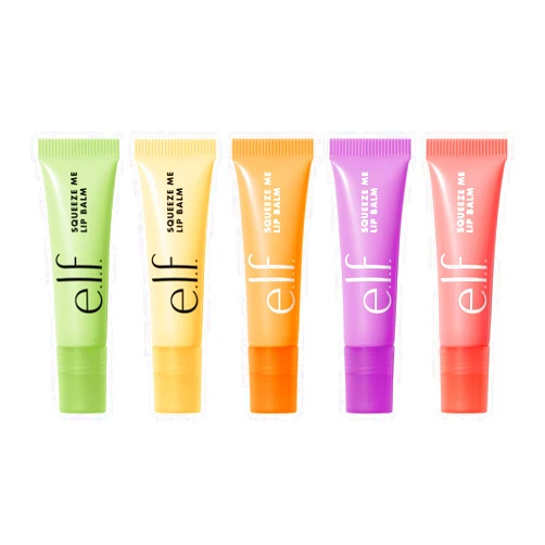 e.l.f. Squeeze Me Lip Balm, Set of 5, Includes Strawberry, Vanilla Frosting, Peach, Grape & Honeydew
