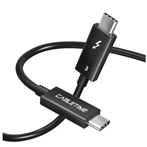 Thuntex [Intel Certified] Thunderbolt 3 Cable 40Gbps/100W/5A, Thunderbolt 3 Cable Compatible with New MacBook Pro, ThinkPad Yoga, Alienware 17 and More (2.3FT/0.7M)