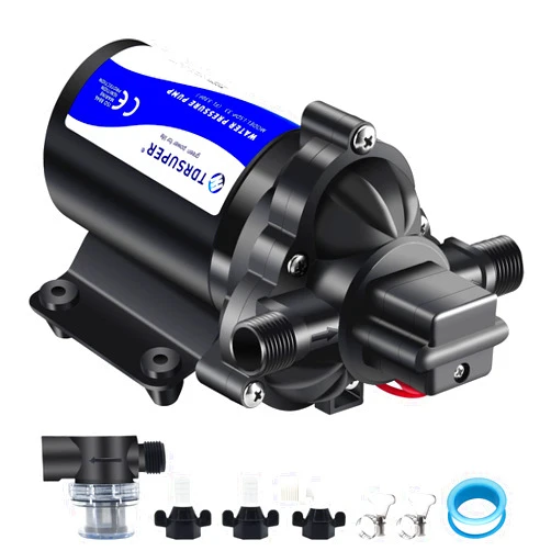 TDRSUPER Self-Priming Water Transfer Pump 12v DC, 4GPM 45PSI High Pressure Booster Pump, RV Electric Diaphragm Pump 3.1 Bar Garden Sprinkler Pump for Home Kitchen Bathroom Marine Yacht