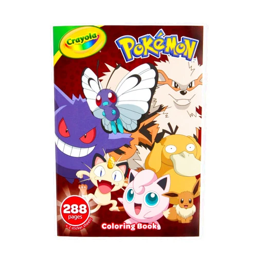 Crayola Giant Pokemon Coloring Book (288 Pages), 2 Sticker Sheets, Coloring Book for Kids & Adults, Travel Activity, Pokemon Gift for Kids, 3+