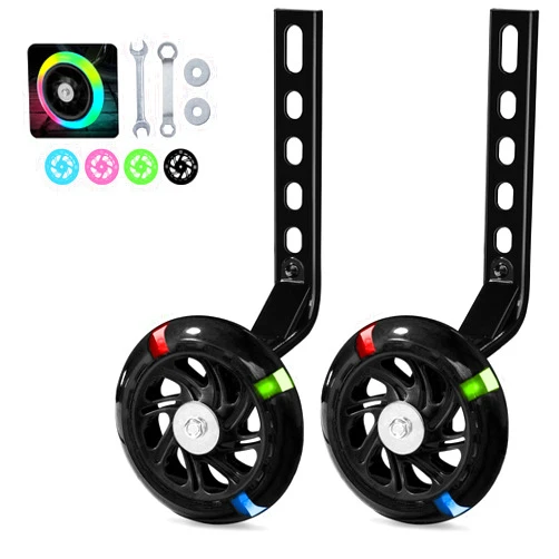PRUNUS Flash BIKE Training Wheels for 14 16 18 20 Inch.Training Wheels for Kids Bike is Heavy Duty.Bicycle Training Wheels is Suitable Single Speed Bike