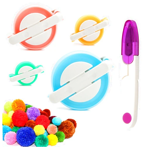 Hoedia 4 Size Pompom Makers Set Pom Pom Maker for Yarn,Fluff Ball Weaver for yarn pom poms,Wool Knitting Craft IDY Tool Set with Scissors