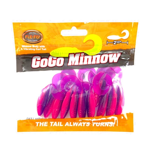 FLE-FLY Go Go Minnows Soft Plastic Baits with Vibrating Curl Tail