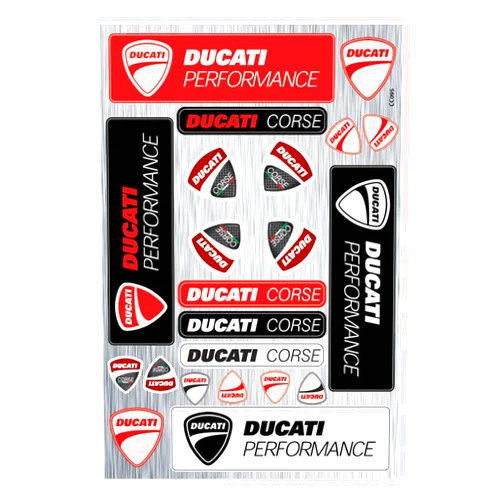 Generic Waterproof Motorcycle Sticker Set Compatible with Ducati Corse, Precision Cut Around Shape, Sheet Size 30x20cm, CC095