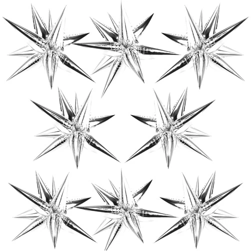 POPLAY 72PCS Silver Spike Balloons, 12 Point Foil Balloons Silver Star Balloons Metallic Cone Balloons Magic Starburst Balloons Spiky Balloons for Bachelorette Party Birthday Wedding Decor