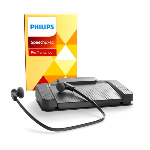 Philips LFH7277/07 Playback Kit, Ergonomic USB Footswitch, ACC2330, Stereo Underchin Headphones LFH0334, Includes SpeechExec Professional 10 Dictation and Playback Software, Anthracite