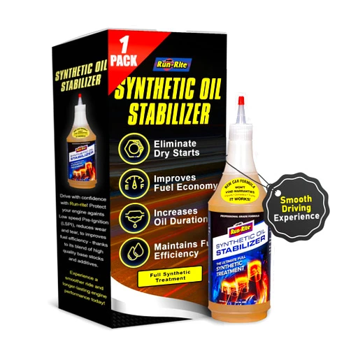 RUN-RITE Synthetic Oil Stabilizer - Full Synthetic Formula Enhances Power, Prolongs Engine Life, Prevents Dry Starts, & Stabilizes Fuel - Ideal for Older & High-Performance Engines - 946 ml (1-Pack)