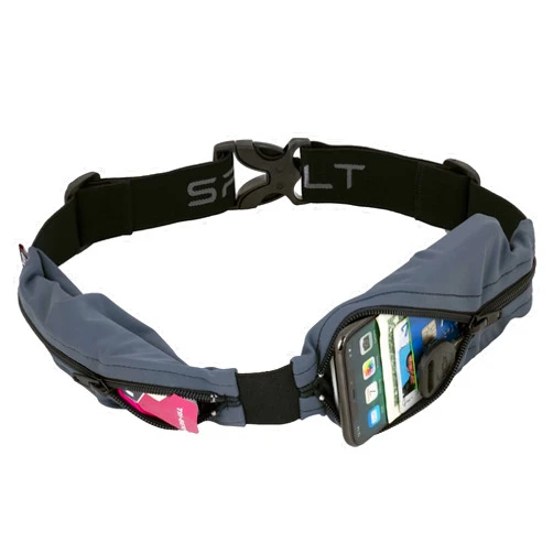 SPIbelt Dual Pocket Pro Running Belt for Adults, Expandable Pockets, Adjustable Waist, No Bounce, Anthracite with Black Zipper