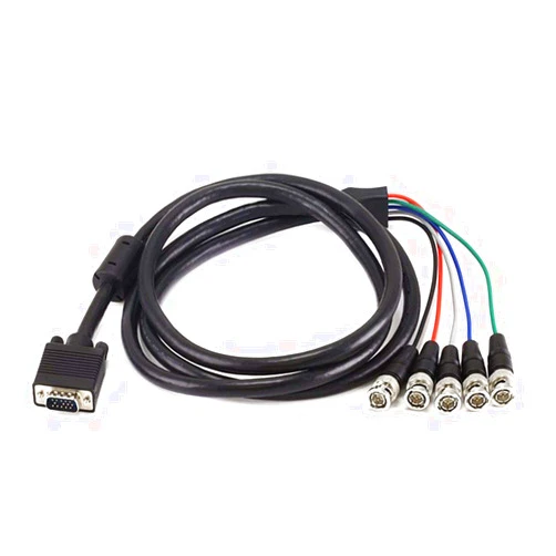 Monoprice VGA HD-15 to 5 BNC RGB Video Cable for HDTV Monitor cable - 6FT (Black)