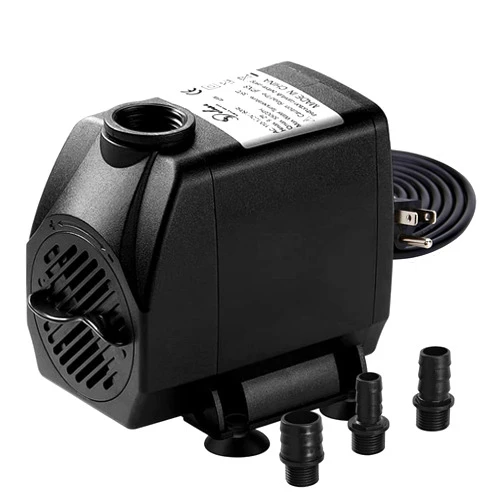 Simple Deluxe 550GPH Submersible Pump (2082L/H, 45W) with 9.2ft High Lift, Fountain Pump with 3 Nozzles for Fish Tank, Pond, Aquarium, Hydroponics Black