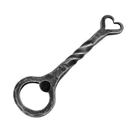 Living Ideas Hand Forged Heart Handle Bottle Opener Wrought Iron Handmade Metal Beer Bottle Opener Black Antique Finish Heavy Duty Vintage Bottle Opener BY LIVING IDEA