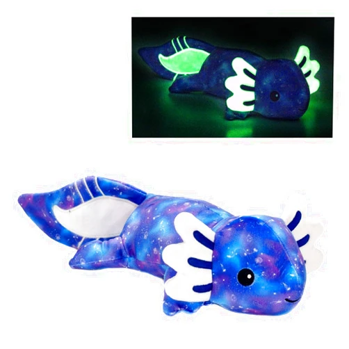 Plush Gear 9.5 Inch Long Axolotl Plush Toy, Luminescent Axolotl Glow in The Dark Plush Toy, Soft and Cuddly Stuffed Animal - Glow in The Dark Aquatic Creature for Kids and Collectors