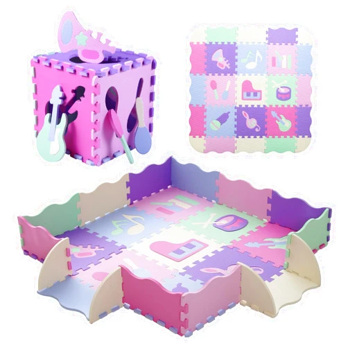 Tamiplay Foam Play Mat for Kids，25Pcs Square Interlocking Puzzle Floor Mat，Baby Play Mat Floor Mat Foam Puzzle Playmat for Toddlers with Fence（Musical Instrument-CSH016