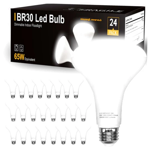 dalattin 24 Pack BR30 LED Bulbs 65W Equivalent, Dimmable Indoor Flood Lights 5000K Daylight White, 9W, 800 Lumens, E26 Base, LED Recessed Light Bulb for Living Room, Bedroom, Bathroom, Kitchen