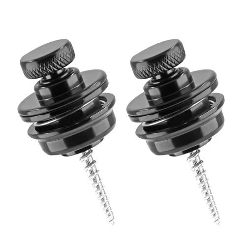 LifCratms 2 Pieces Guitar Strap Locks, Metal Black Flat Round Head Straplocks, Buttons Security Quick Release Heavy Duty Strap Lock Set with Silicone Blocks for Electric Acoustic Guitar Bass