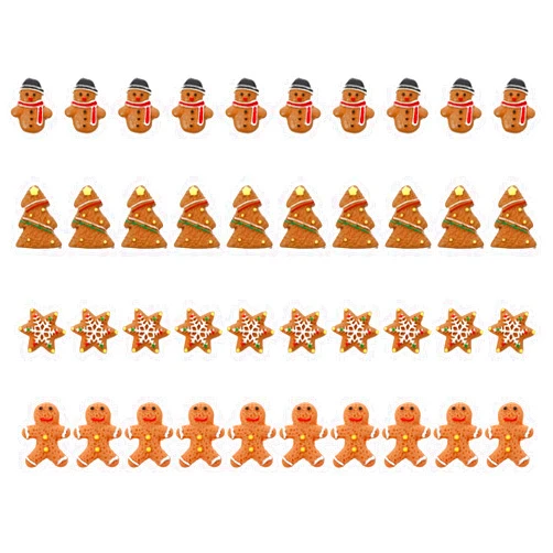 Kisangel 40pcs Christmas Gingerbread Man Ornament Mini Resin Gingerman Doll Charms Seasonal Holiday Decorations Mixed Style