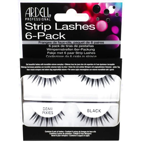Ardell Natural Demi Pixies Black False Strip Lashes, 6 pairs x 1 pack