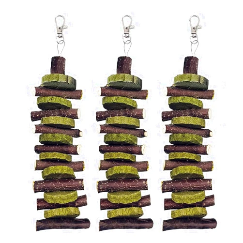 Hamiledyi 3Pieces Bunny Chew Toys for Teeth Natural Fruit Twigs Handmade Timothy Alfalfa Hay Grass Cakes for Guinea Pigs Hamsters Dwarf Rabbits Chinchillas Gerbils Improves Dental Health