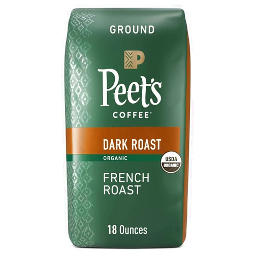 Peet's Coffee, USDA Organic Dark Roast Ground Coffee - French Roast 18 Ounce Bag