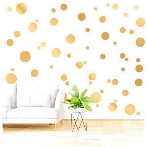 KALIONE 348 Pcs Gold Circle Stickers for Walls, Circle Wall Decal Gold Bedroom Decor Round Art Stickers Playroom Decor Removable Wall Stickers Girl Wall Decals Decor for Girls Bedroom (Gold, 6 Sheets)