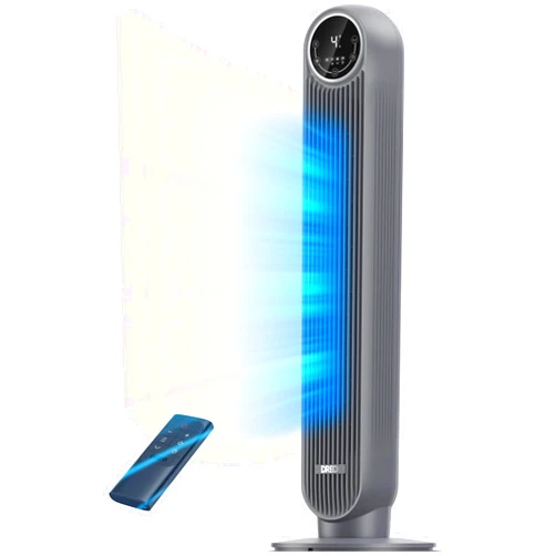 Dreo Tower Fan for Bedroom, 25ft/s Velocity Quiet Floor Fan, 90° Oscillating Fans for Indoors with 4 Speeds, 4 Modes, 8H Timer, Bladeless Fan, Standing Fans, Grey, Nomad One (DR-HTF007)
