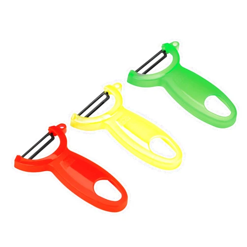 Kuhn Rikon Original Swiss Peeler Set, 4-Inch, Set of 3, Translucent Red/Green/Yellow