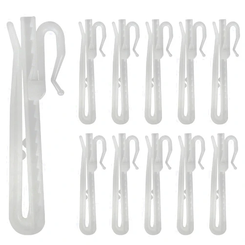 GYOSUGANG 80PCS Plastic Curtain Hooks, Adjustable Pinch Pleat Hooks, Ratchet System Pinch Pleat Curtain Hooks Pinch Pleated Curtain Drapery Pin Hook (70mm/2.75inch Plastic Adjust Hook)