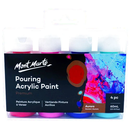 By Mont Marte Mont Marte PMPP4207 Pouring Acrylic Paint Set, 2.0 fl oz (60 ml) x 4 Colors, Aurora Borealis