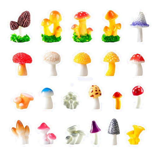 JKanruh 22 Pcs Miniature Resin Mushroom,Fairy Garden Mushrooms for Outdoor Home Décor,Cake Decoration,DIY Crafts,Landscape Plant Pots Accessories …