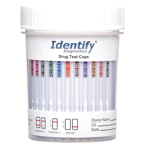Identify Diagnostics 12 Panel Drug Test Cup - 5 Pack - CLIA Waived Instant Urine Drug Test Kit for AMP,BAR,BUP,BZO,COC,MDMA,MET,MOP/OPI,MTD,OXY,PCP,THC