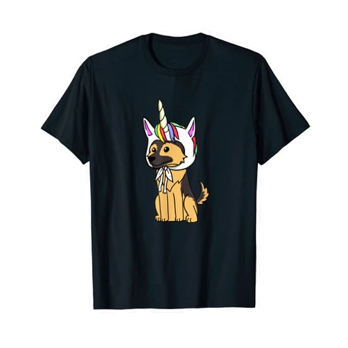 Regali Divertenti Cane Da Pastore Tedesco German Shepherd Dog Unicorn Hat T-Shirt