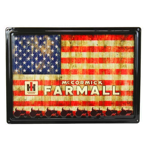 Generic IH McCormick Farmall USA Flag Tin Sign, 17in x 12in 42001