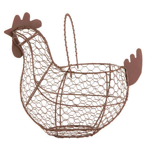 Tag Farmhouse Rustic Vintage Chicken Wire Egg Basket With Handle For Egg Holder Fruit And Kitchen Living Room Home Rooster Decor Decoration Collecting And Countertop Storing Eggs Brown