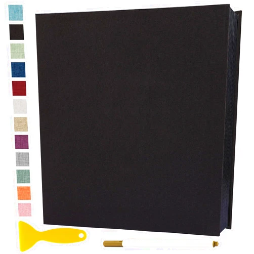 Semfalbuums Self Adhesive Photo Album Black Pages Scrapbook Pictures Magnetic Photo Albums with Sticky Pages for 4x6 5x7 8x10 Books with A Metallic Pen for Baby Family Wedding 11x10.6 Black 40 Pages